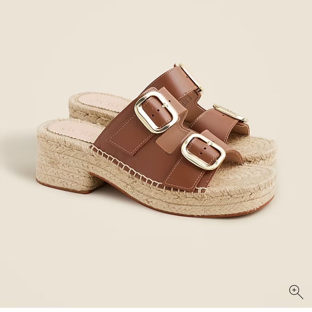 J.Crew Made-in-Spain block-heel espadrilles in leather CA017 sz 9 NEW